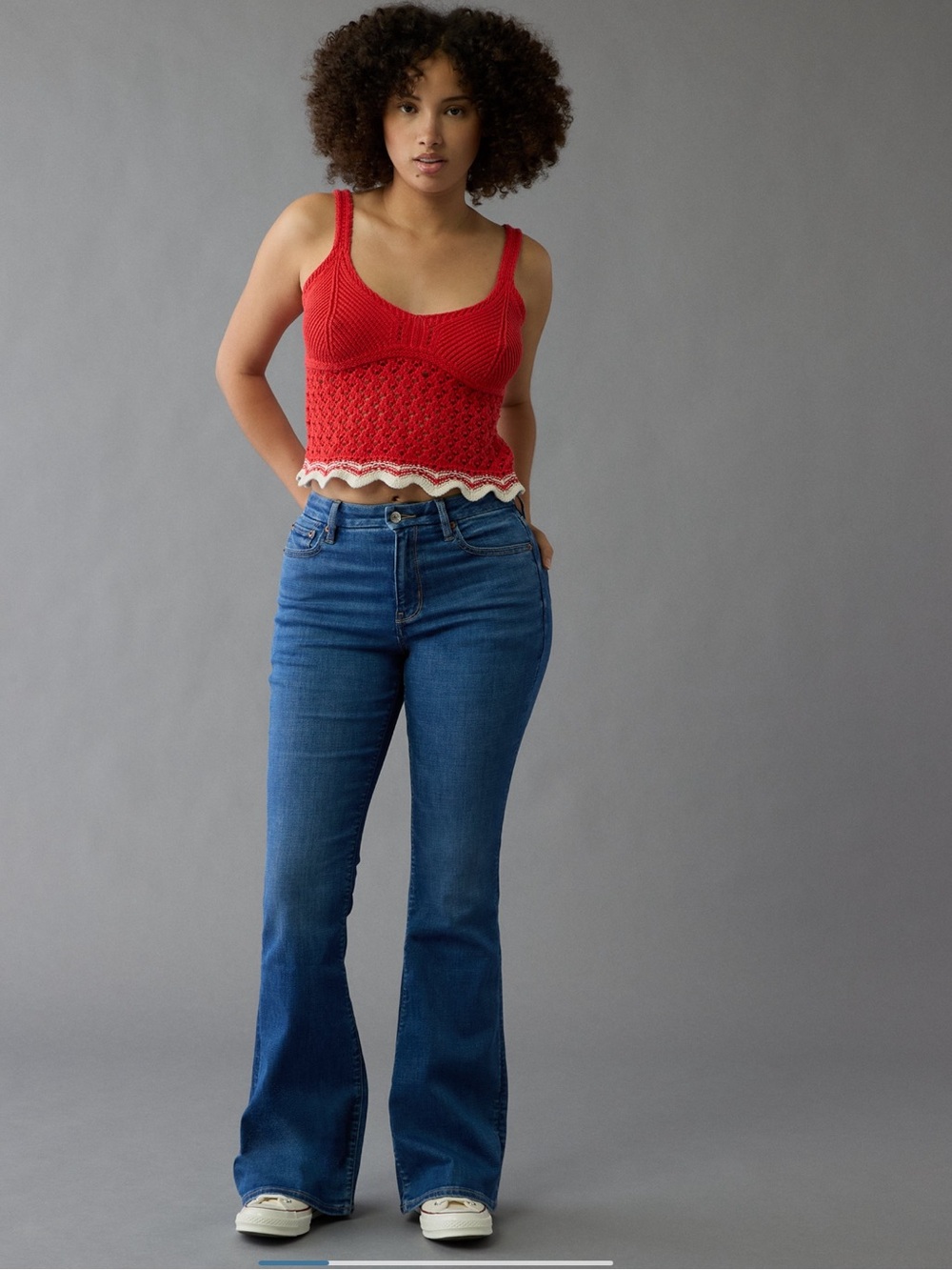American Eagle Curvy Super High-Rise Women’s Flare Jeans Dark Wash 16 Short NWT